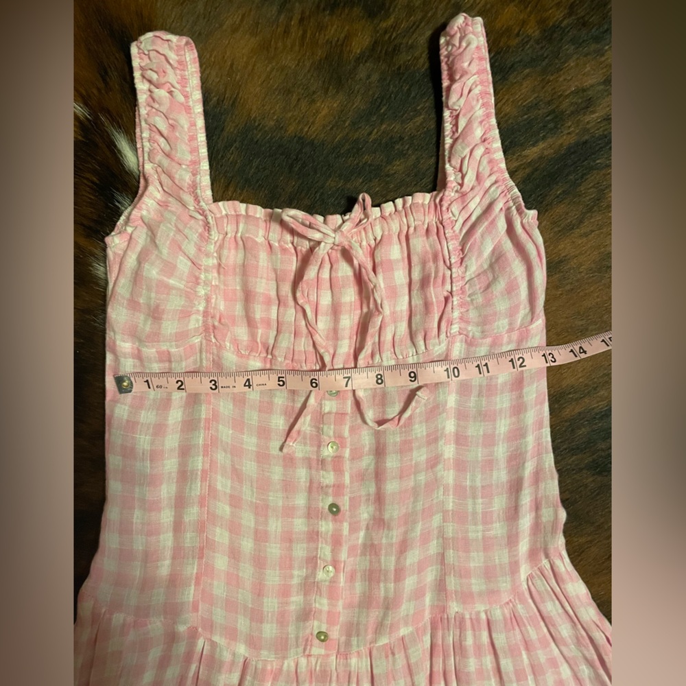 Frankie's Bikinis Pink Gingham Maxi Dress - Picture 8 of 9